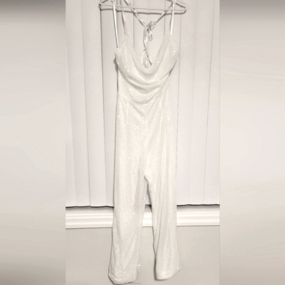 Lulu's White Sequin Jumpsuit - Picture 1 of 3